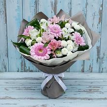 Букет цветов из:  Герберы, Альстромерии и Хризантемы в Красноярке