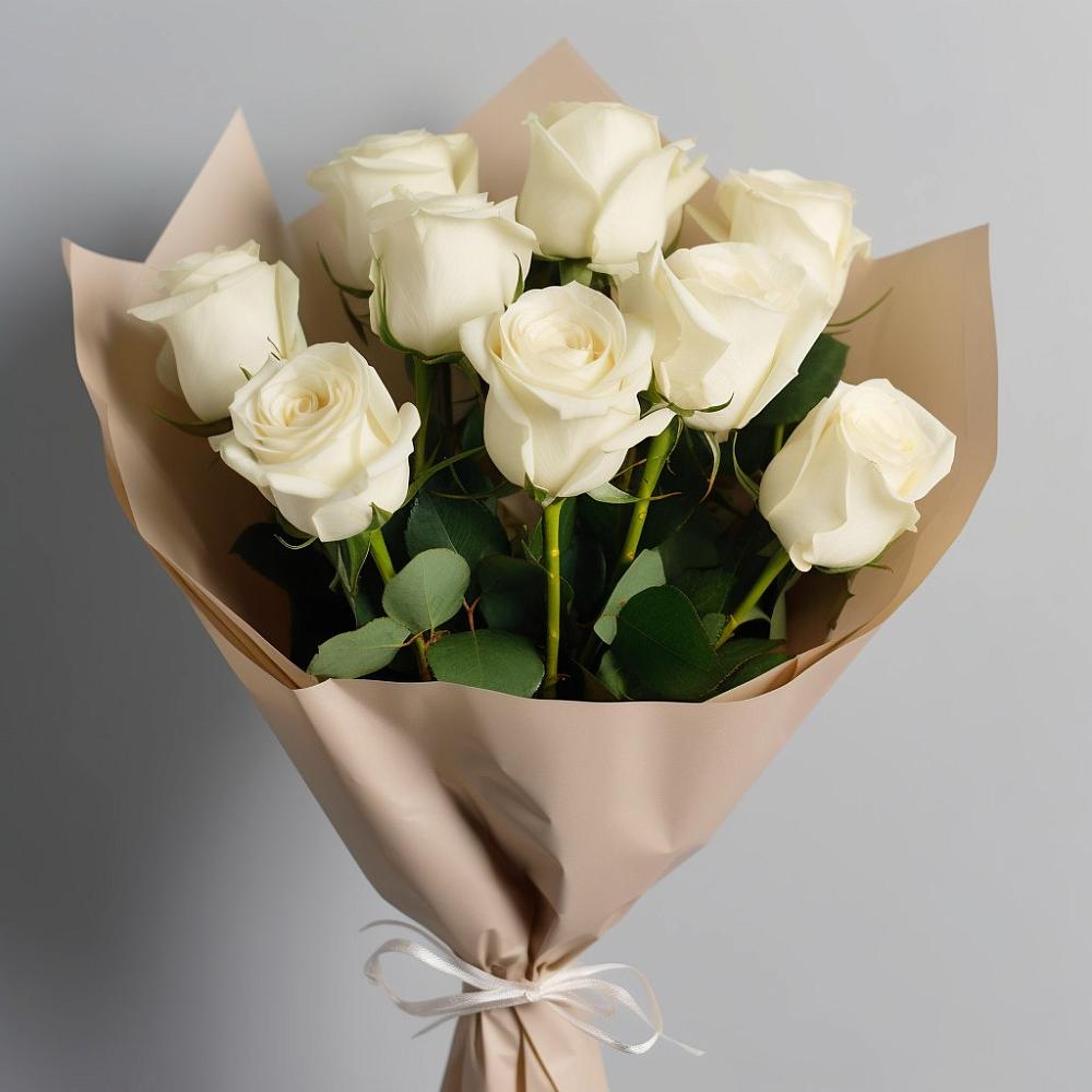 Букет 9 Белых роз Эдлесс Лав в Красноярке