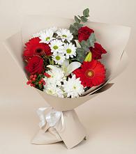 Букет цветов из:  Розы, Хризантемы, Герберы и Лилии #REPLACE_PRED# Красноярке