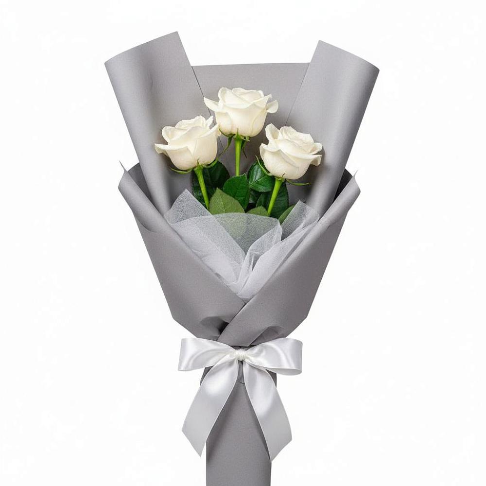 Букет 3 белые розы в Красноярке