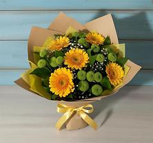 Букет цветов из:  Герберы и Хризантемы в Красноярке