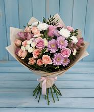 Букет цветов из:  Хризантемы, Розы и Альстромерии в Красноярке