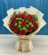 Букет цветов из:  Розы и Хризантемы в Красноярке