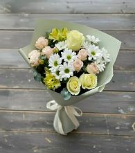 Букет цветов из:  Альстромерии, Розы и Хризантемы в Красноярке