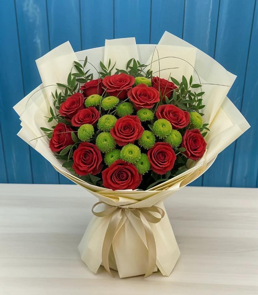 Букет цветов из: Розы и Хризантемы в Красноярке